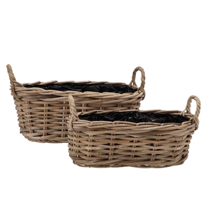 Rattan Basket Oval 2pcs 44x21x17cm Nm