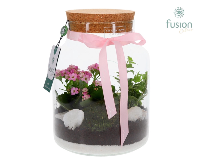 <h4>Green Bottle met Arrangement.</h4>