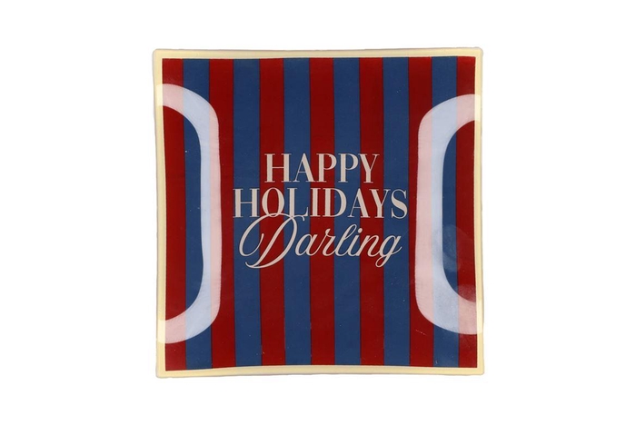 Plate Square Happy Holidays 18x18x2cm