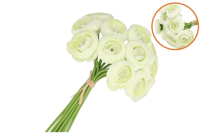 <h4>Silk Ranunculus Bouquet 10x White 32cm</h4>