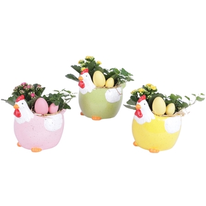 Easter Arr. Indoor Ceramic Colorful Chicken Mix Ø24cm 2PP