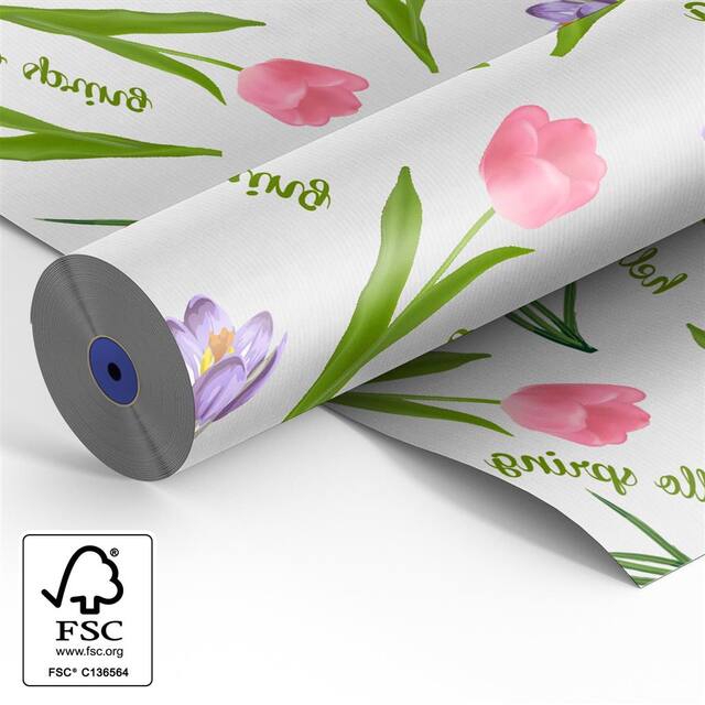 <h4>Papier rol 60cm wit kraft 40 gr Hello Spring 500m.</h4>