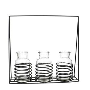 Glas Houder metal 3fles d5/7*12cm