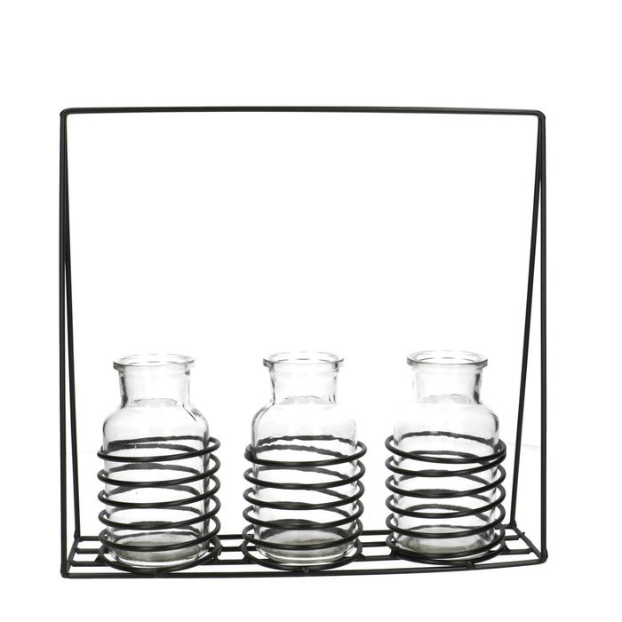 <h4>Glas Houder metal 3fles d5/7*12cm</h4>