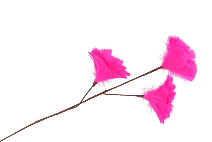 Silk Feather Flower Fuchsia 3 Op Steel 80cm Nm