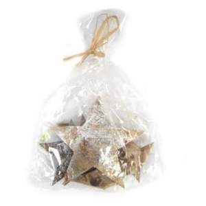 DECO Coconut shell stars 5-7 cm patina silver 4pcs