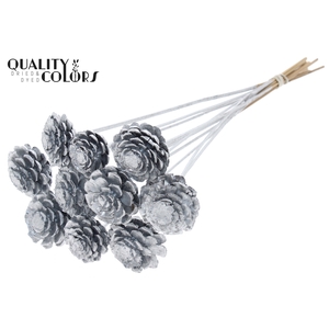 Pine cone cut 5-7cm on stem Silver