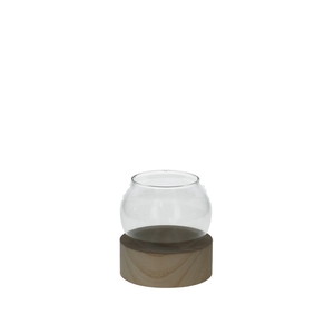 Glass vase Ball foot wood d10*12cm