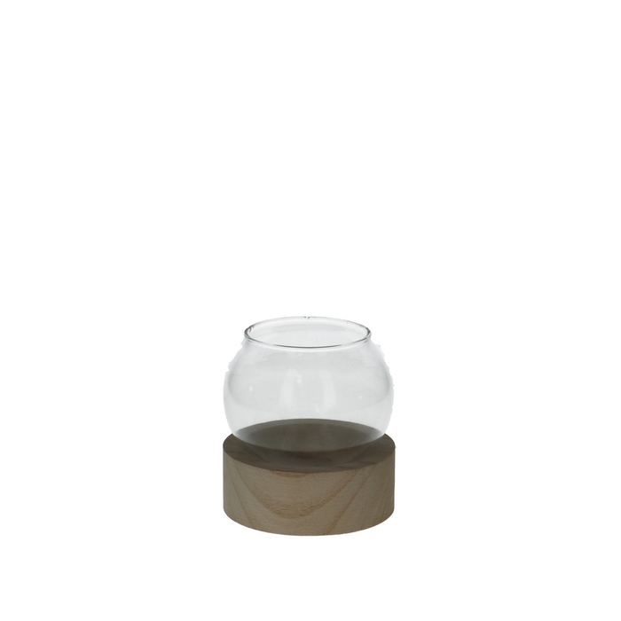 <h4>Glass vase Ball foot wood d10*12cm</h4>
