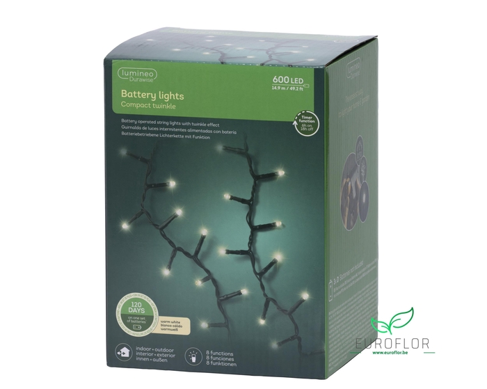 LAMP LED DURAWISE OUTDOOR WARMWHITE 1490CM 600LAMPS (op batterijen