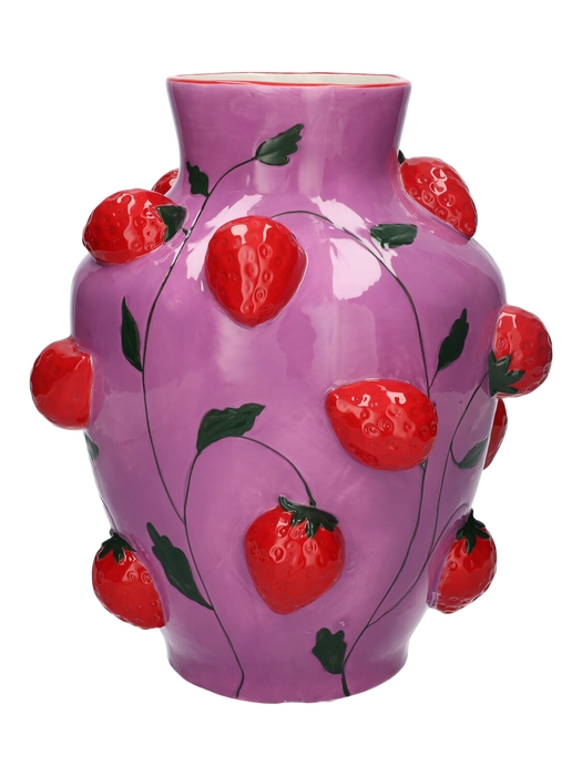 <h4>DF00-730380800 - Vase Strawberries d12/25xh30.3 red/purple</h4>