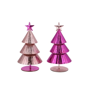 Glam Jolly Pink Mix Xmas Tree Iron Ass 11x11x18cm