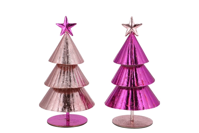 <h4>Glam Jolly Pink Mix Xmas Tree Iron Ass 11x11x18cm</h4>