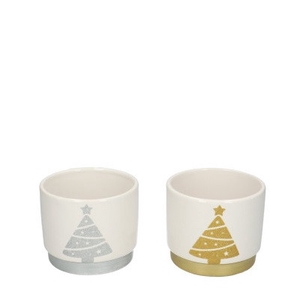 Christmas Ceramics pot Xmastree d10*8.5cm