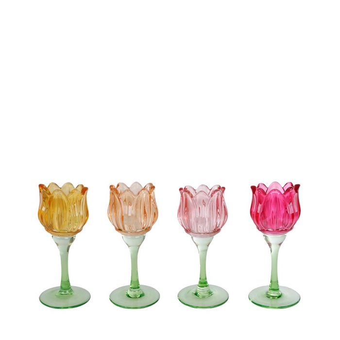 Theelichth. Glas Tulp d07*16cm