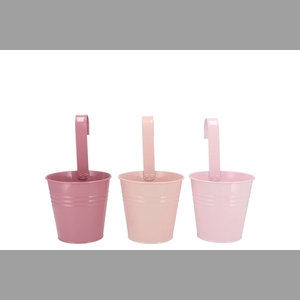 Zinc Summer Pink Mix Bucket Hanging Ass 14x13x10cm Nm