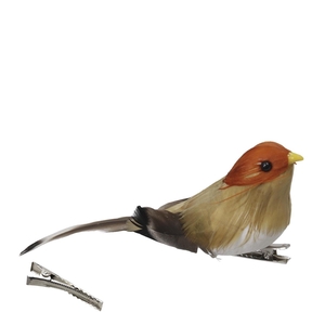 Christmas Deco bird/clip 12.5*3cm