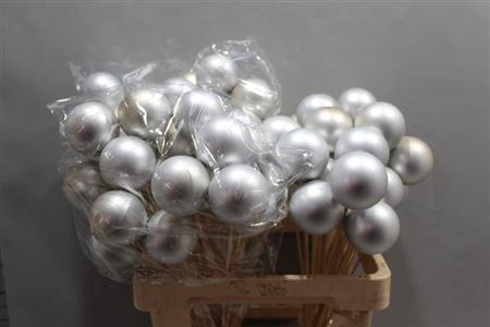 <h4>Kerstbal Op Stok Silver</h4>