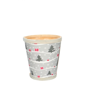 Christmas Wood Xmas pot d13*14cm