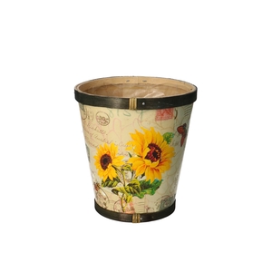 Wood Sunflower pot d13*14cm