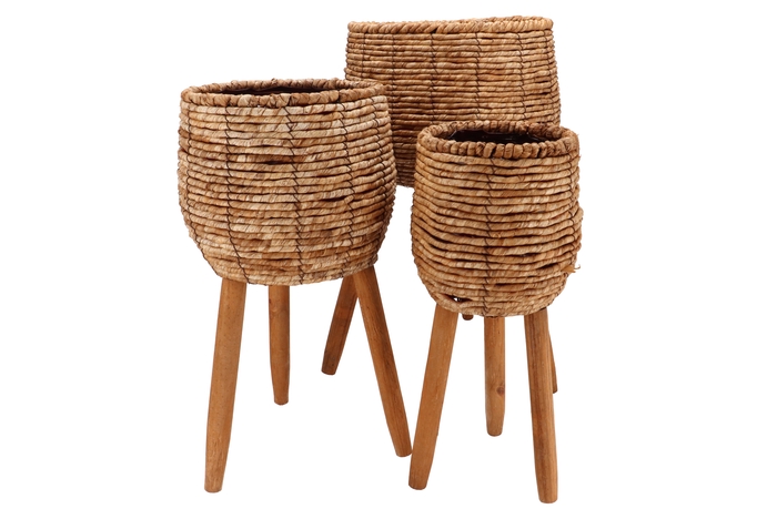 Loftier Natural Basket On Feet Set 3 18x44/24x52/32x60cm