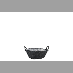 Wicker Basket Low With Ears Black Bowl 16x8cm