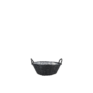 Wicker Basket Low With Ears Black Bowl 16x8cm