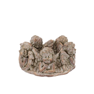 Concrete Angel Wreath Gold Pot 20x20x12cm