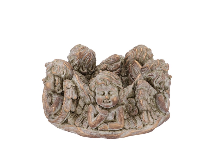 <h4>Concrete Angel Wreath Gold Pot 20x20x12cm</h4>