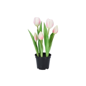 Silk Tulip In Pot 5x Pink 26cm Nm