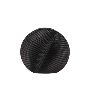 Inga Leaf Black Vase Round 25x9x23cm