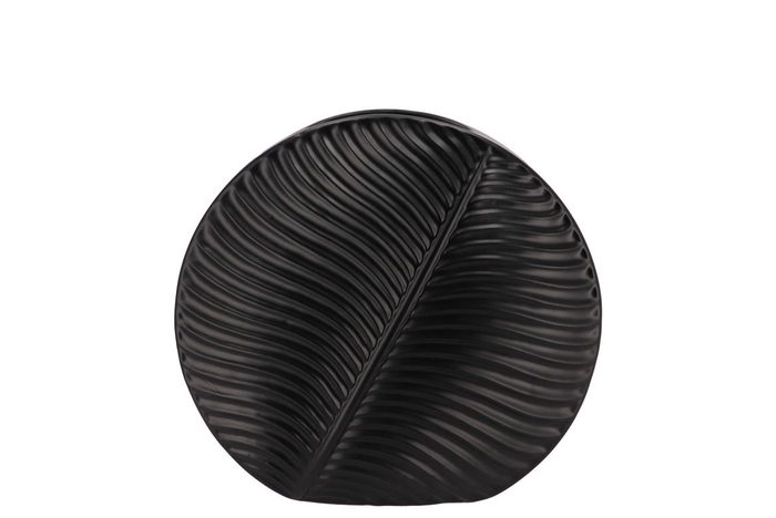 <h4>Inga Leaf Black Vase Round 25x9x23cm</h4>