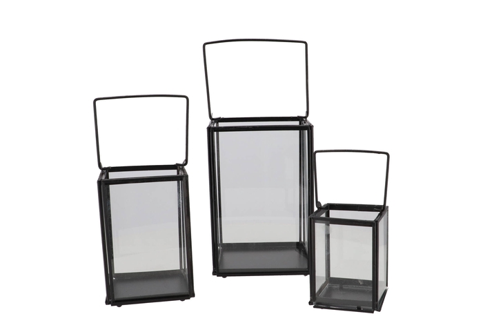 <h4>Lantern Black With Handle Set 3 25,5cm</h4>