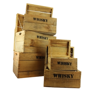 set whiskey kisten naturel (set van 5)