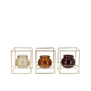 Polly Natural Brown Mix Metal Rack Square Glass As