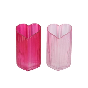 Amour Fuchsia Mix T-light Heart Rib Ass 9x8x15cm