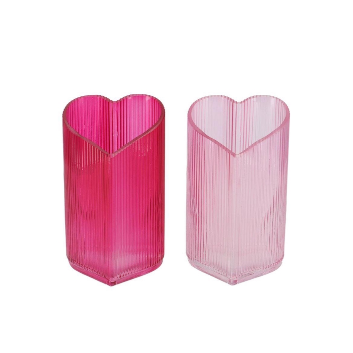 <h4>Amour Fuchsia Mix T-light Heart Rib Ass 9x8x15cm</h4>