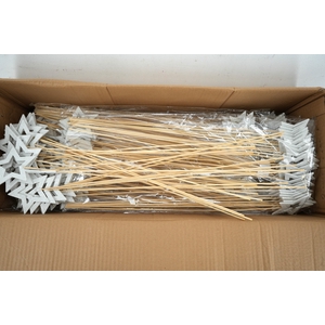 Pick star open d.9cm+50cm stick white glitter