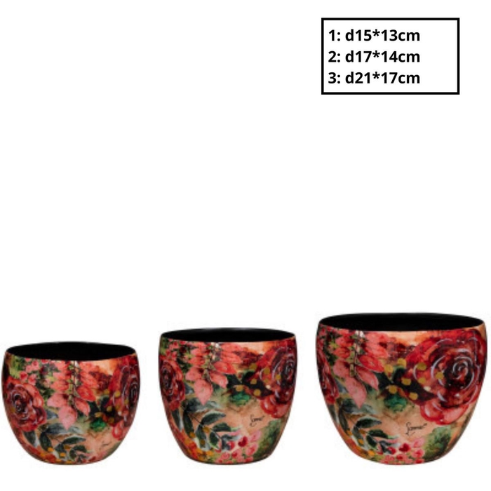 <h4>Metaal Rose pot S/3 d21*17cm</h4>