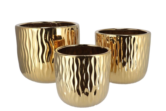 Harper Gold Pot Flower S/3 31x27/26x24/21x20cm
