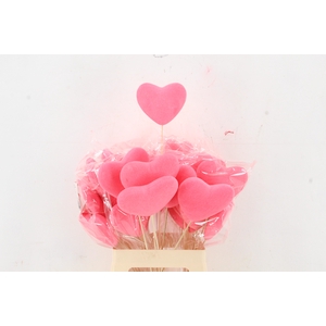 Stick Heart Flock Pink 11,5cm
