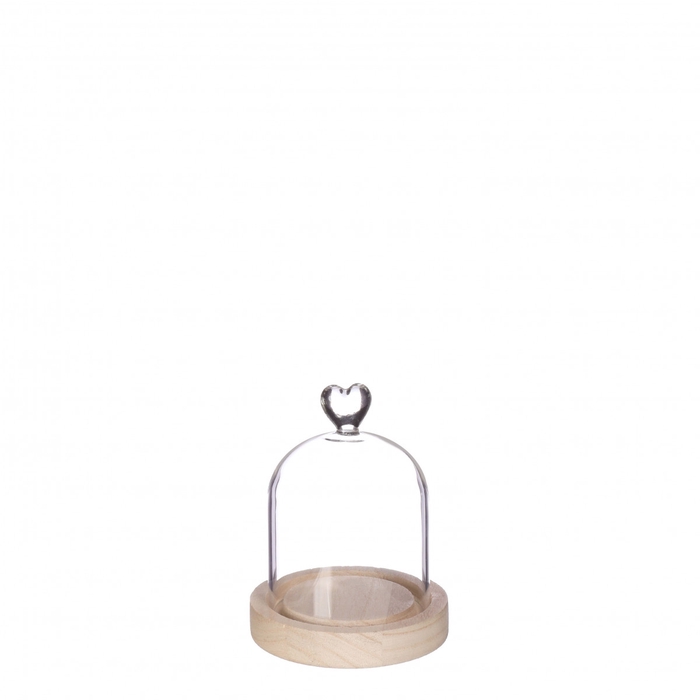 <h4>Mothersday Glass cloche heart+wood d10*13cm</h4>