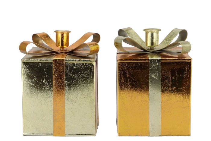 Glam Cozy Gold Mix Candle Holder Ass 12x17cm