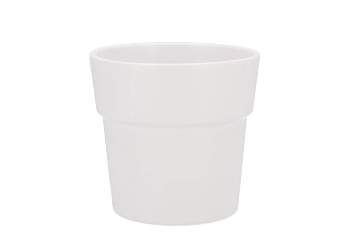 <h4>Ceramic White Matt Pot Orchid Edge 13cm</h4>