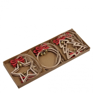 Christmas natural Deco hanging wood xmas d6cm