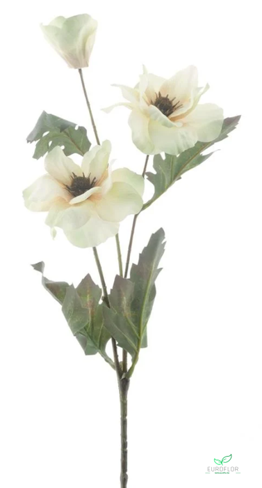 SILK FLOWERS - ANEMONE SPRAY MATANE CREAM 70CM