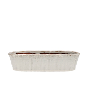 Iron Stone White Glazed Oval Pot 32x10x8cm