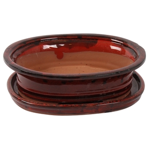 Bonsai accesoires Potset with saucer Ø25cm Red