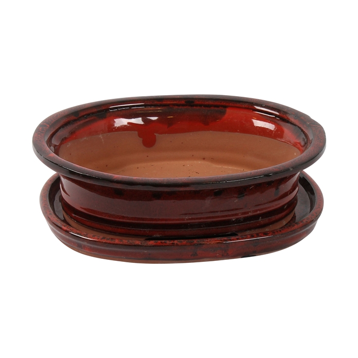 <h4>Bonsai accesoires Potset with saucer Ø25cm Red</h4>