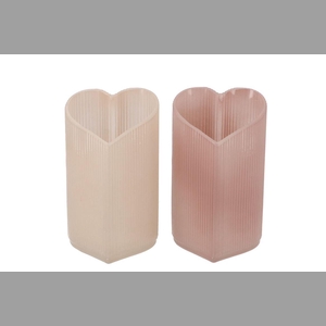 Amour Natural Mix T-light Heart Rib Ass 9x8x15cm